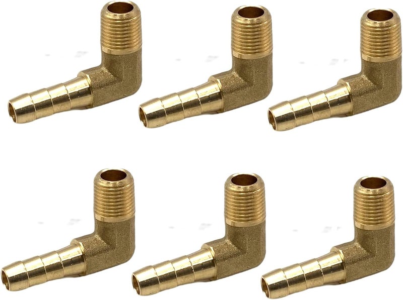 Bumugufu 6 Pcs Brass Hose Barb Fittings, 1/8" NPT to 1/4" OD Hose Barb Fitting Elbow for Low-pressure,Fuel,Air and Non-potable Water Chilling Application - Image 5